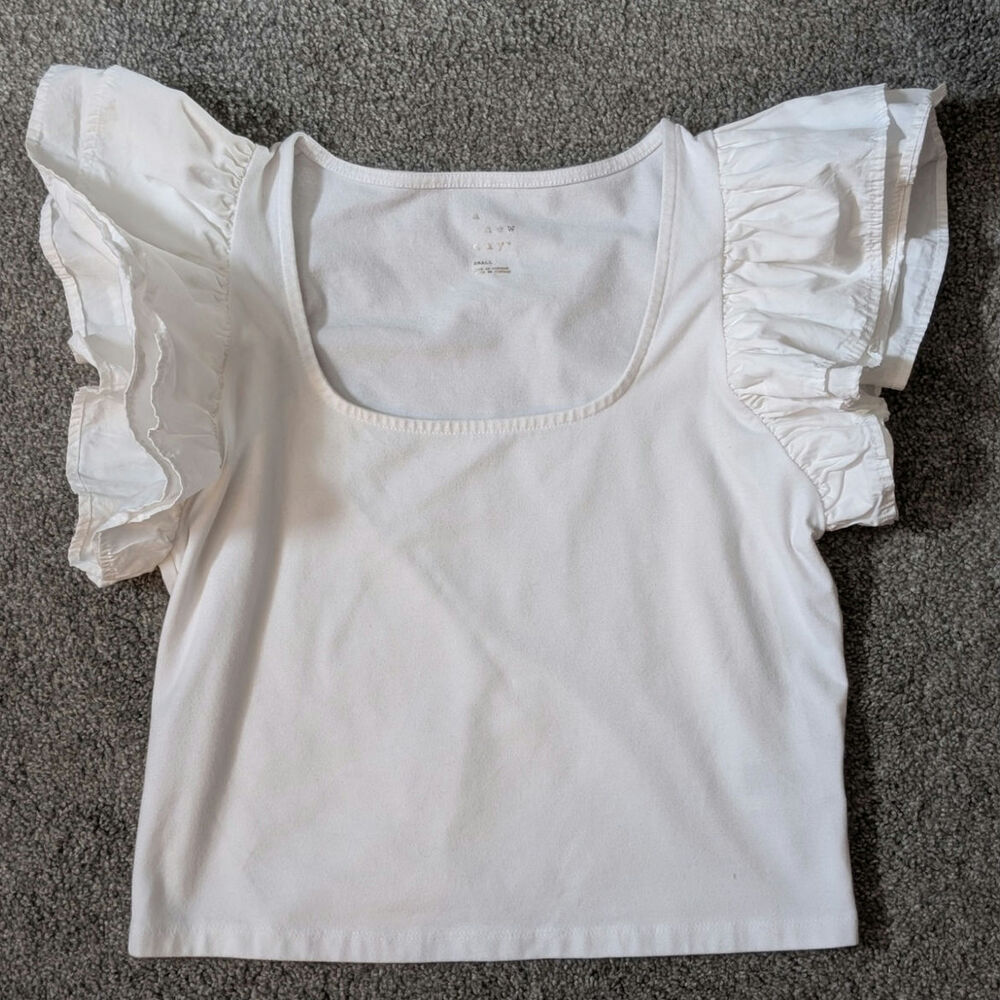 White Ruffle Sleeve Blouse by A New Day | White Shirt | Summer Top
